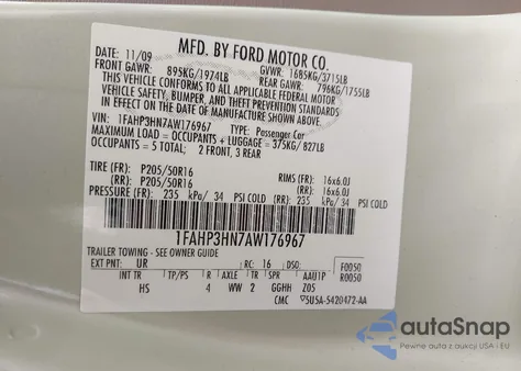 2010 Ford Focus Sel from USA, damaged, VIN 1FAHP3HN7AW176967